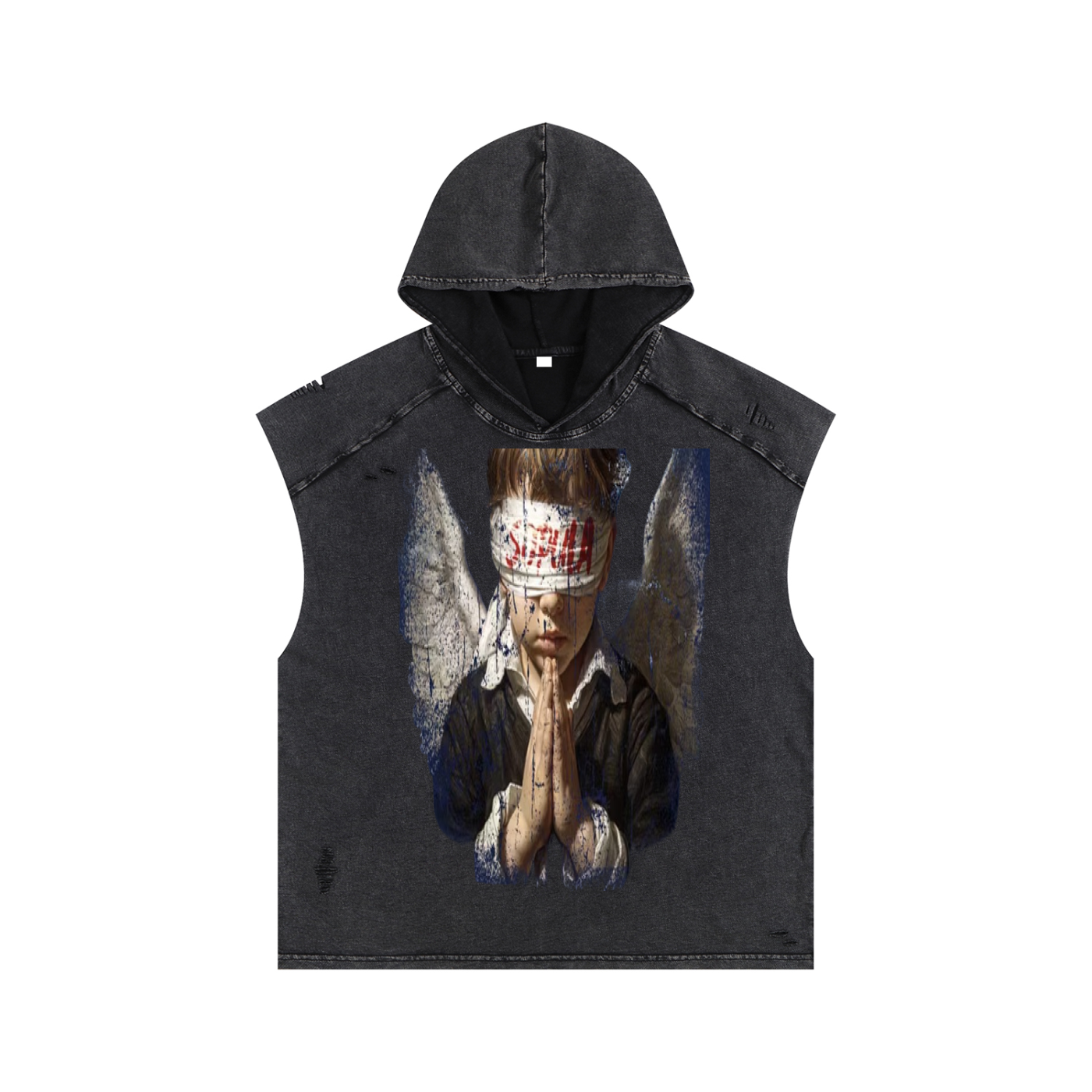 Snow Washed Boxy Hooded Tank Top